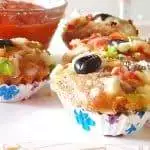close-up side view of Pizza muffin