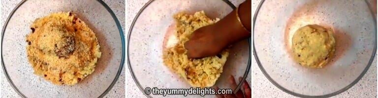 preparing the nuggets dough for potato nuggets recipe.