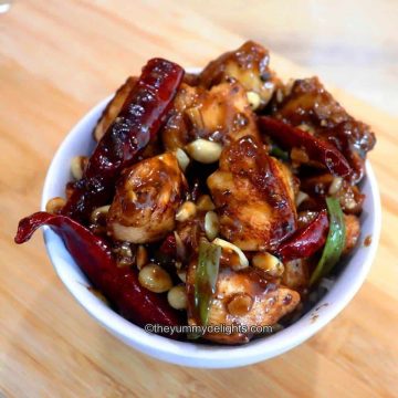 close-up of healthy kung pao chicken recipe.