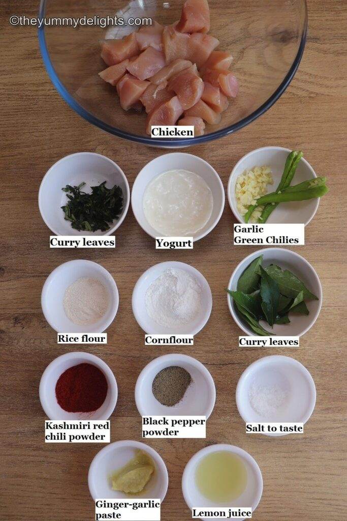 ingredients to make chicken 65