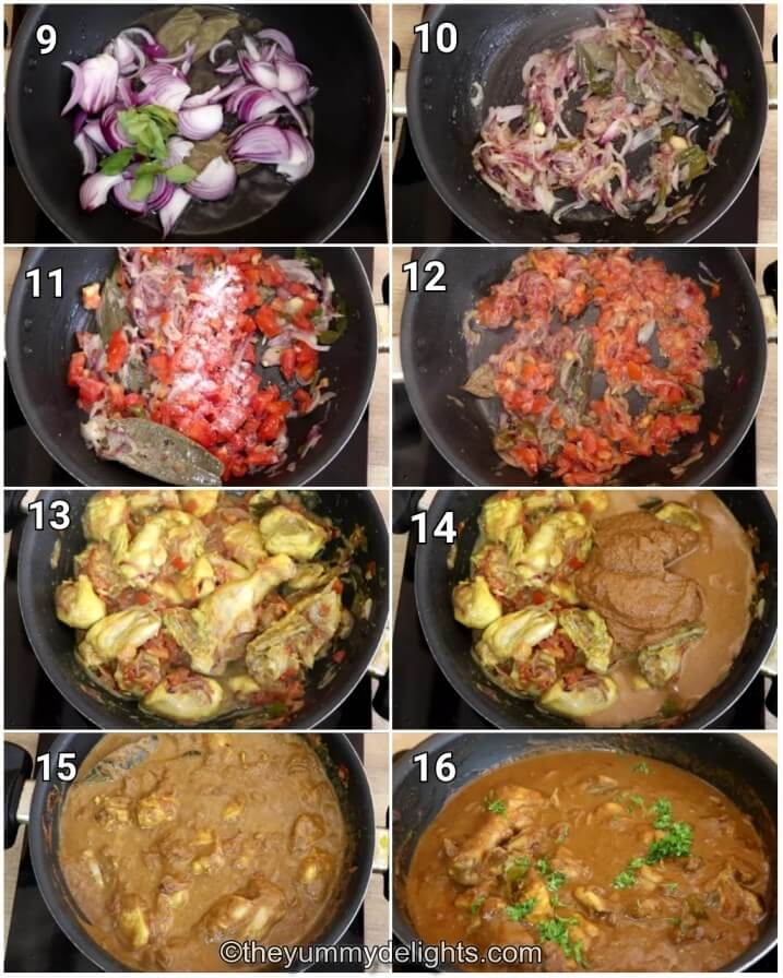 step by step image collage of making the chicken chettinad gravy