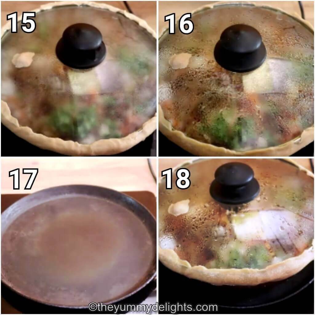 step by step image collage of dum cooking the hyderabadi chicken biryani