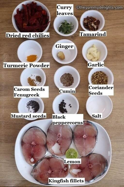 image of ingredients to make fish masala fry recipe