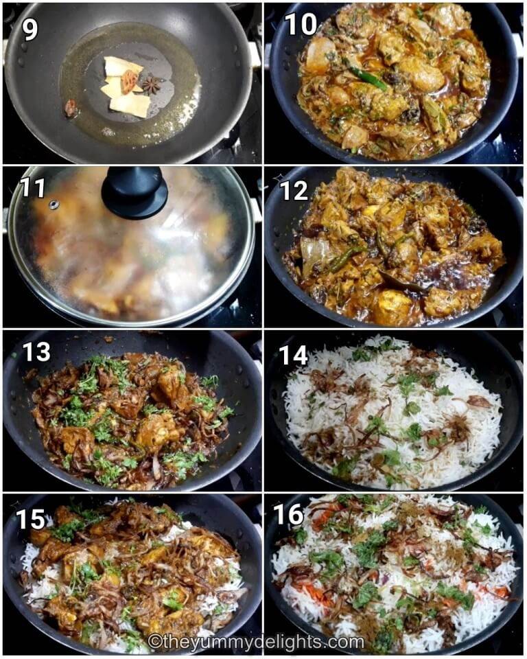 step by step image collage of cooking the biryani gravy