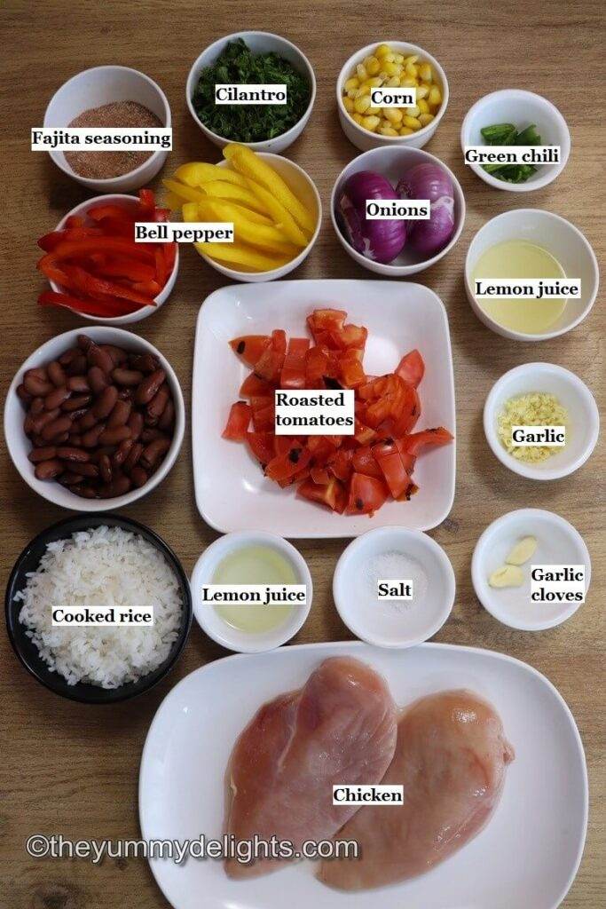 ingredients to make chicken burrito bowls