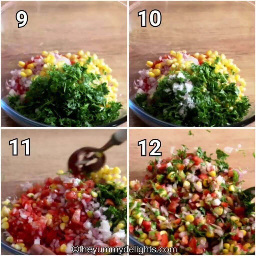 step by step image collage of preparing salsa for the vegan burrito bowls.
