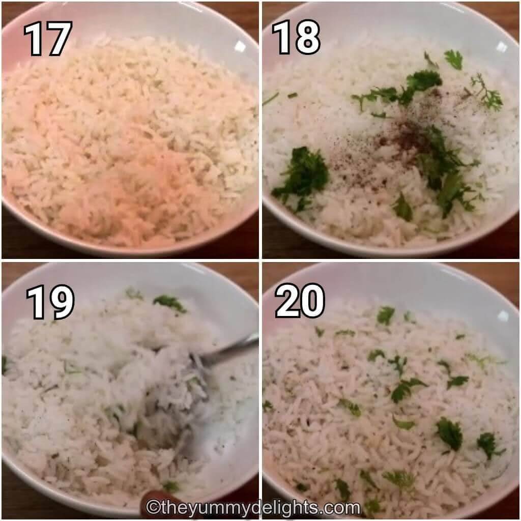 step by step image collage of making lime-cilantro rice.