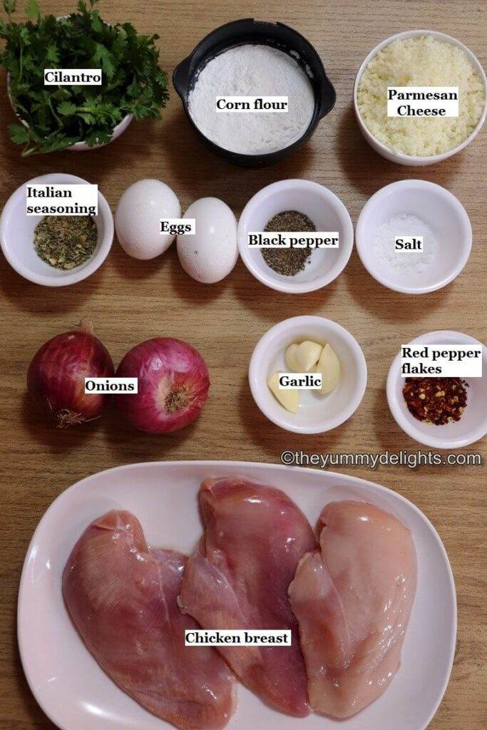 ingredients to make cheesy chicken fritters recipe