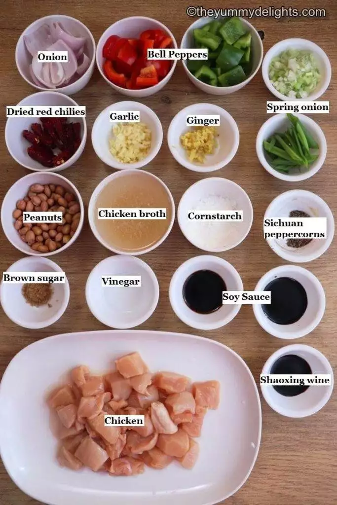 image of individual ingredients to make healthy kung pao chicken recipe