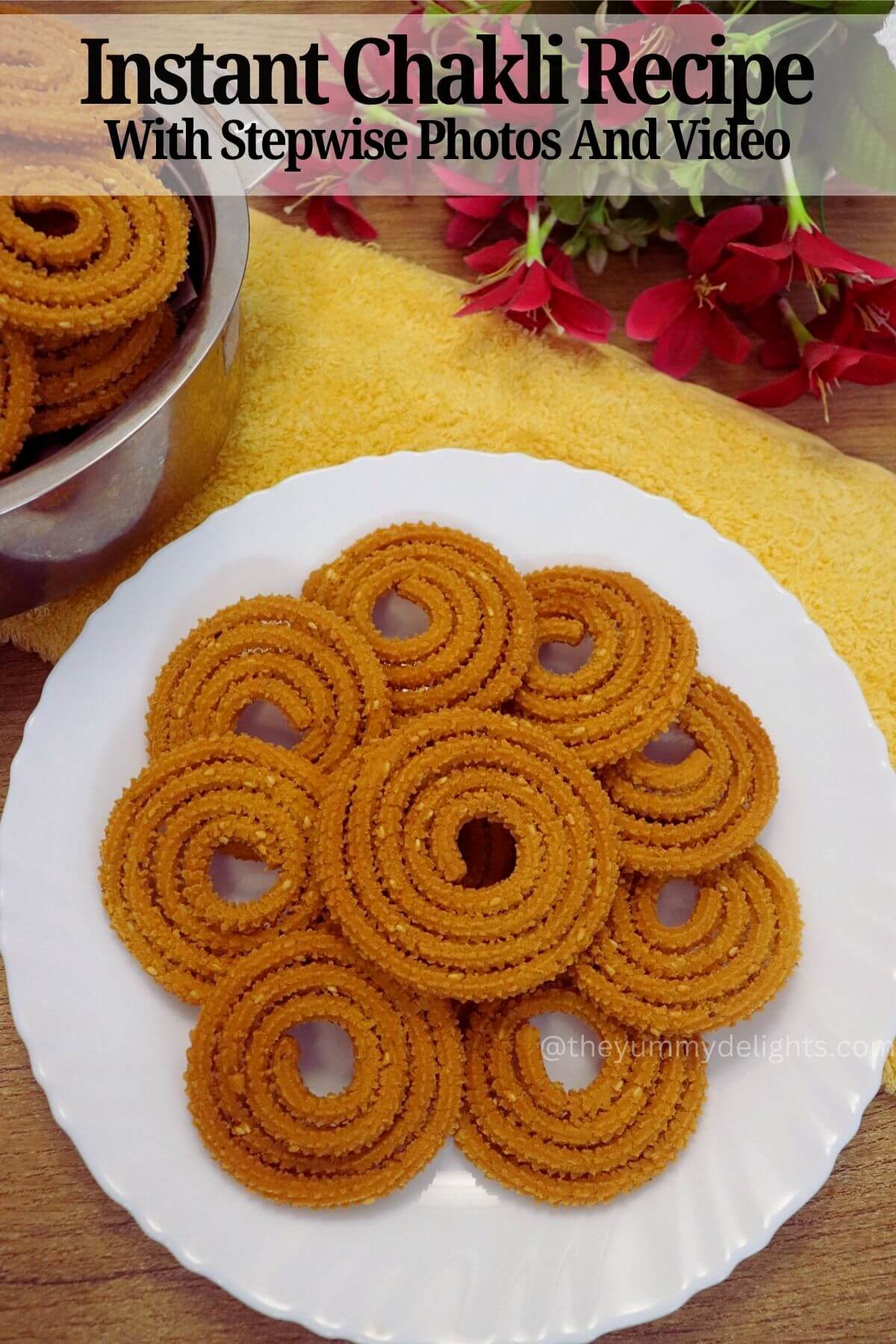 Close-up of crispy maharashtrian chakli served on a white plate.