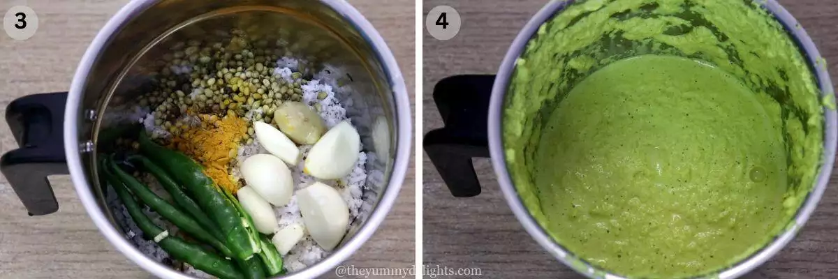 collage image of 2 steps showing how to make caldine masala.