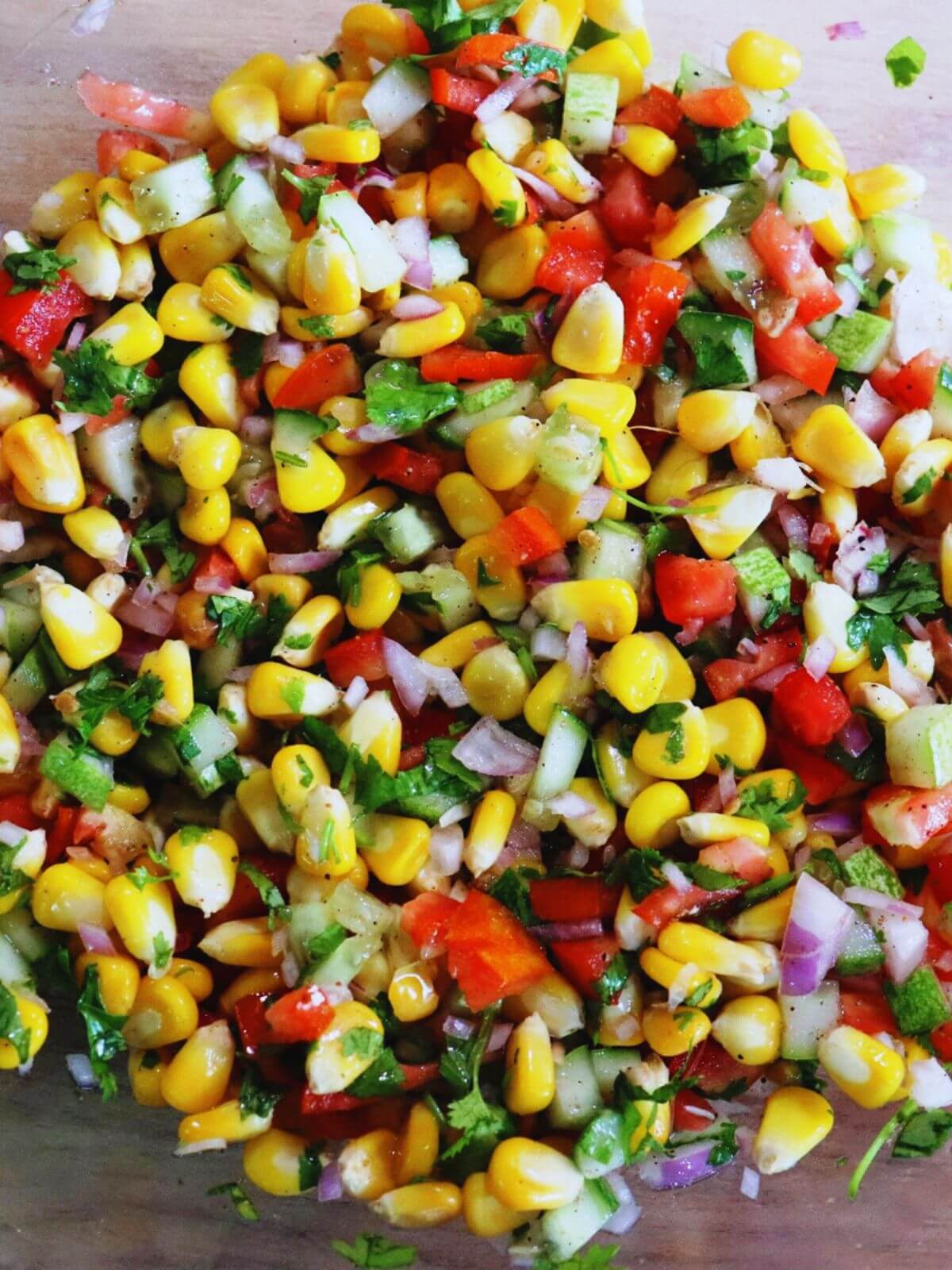 close-up of corn salsa.