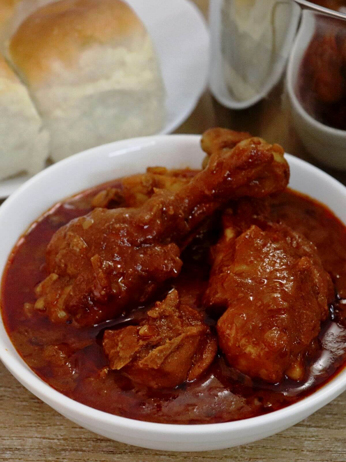 close-up of chicken vindaloo served in a bowl.