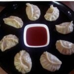 close-up of vegetarian momos.