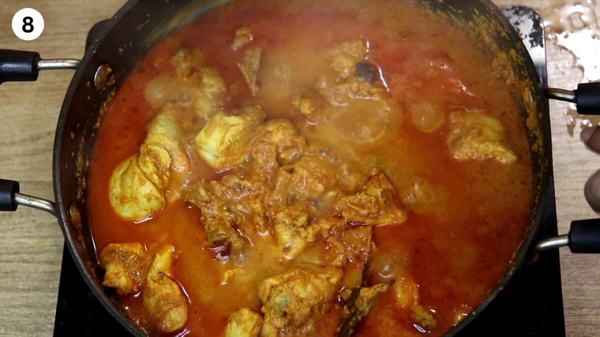 cooking chicken on medium heat until tender.
