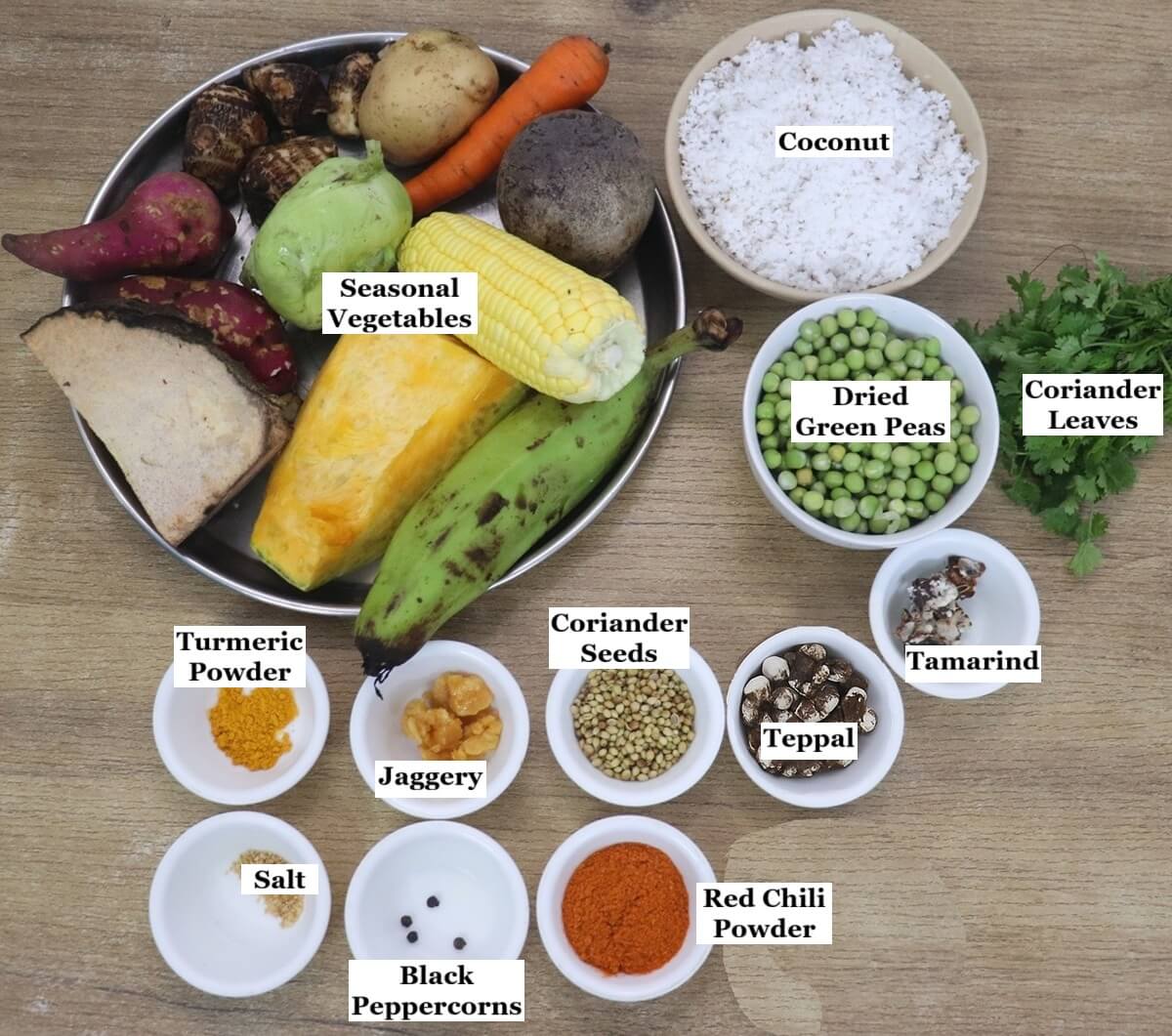Individually labelled ingredients to make khatkhate.