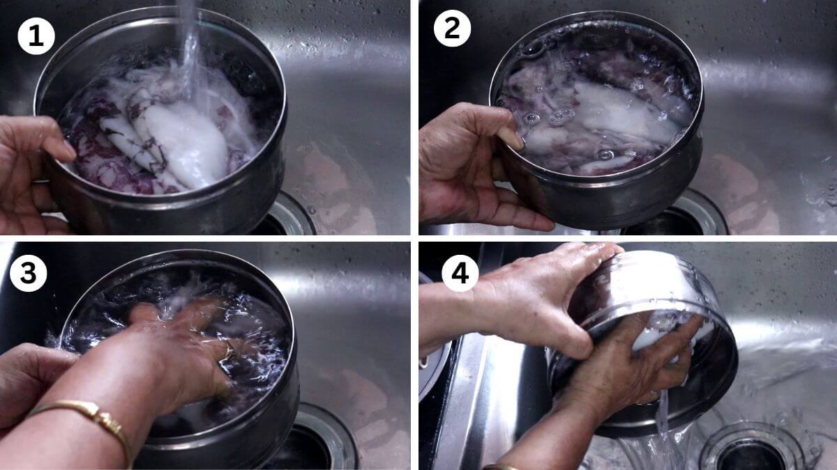 rinse the squid with clean water.