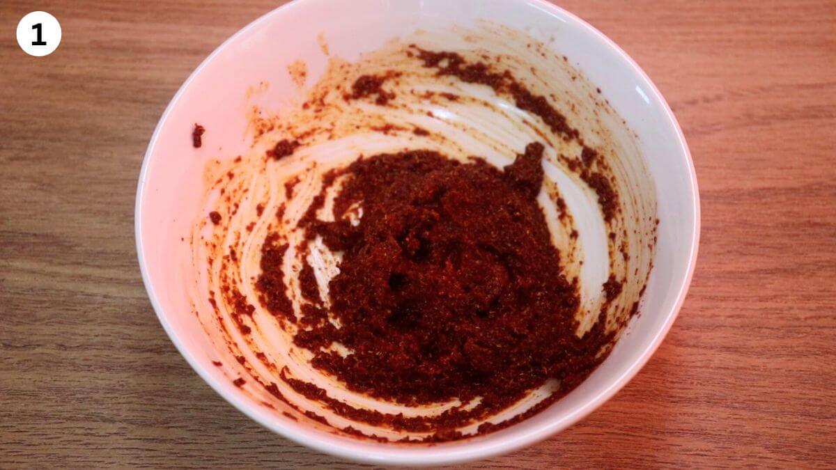 fish masala paste (fish marinade) in a bowl.