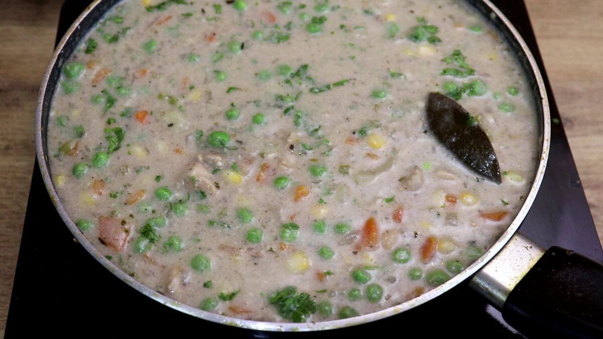 addition of coconut milk to the chicken stew.