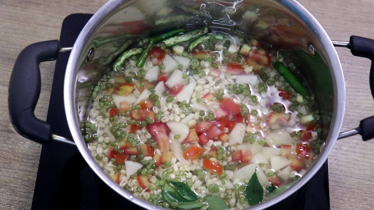 cooking moog for making mooga gathi.