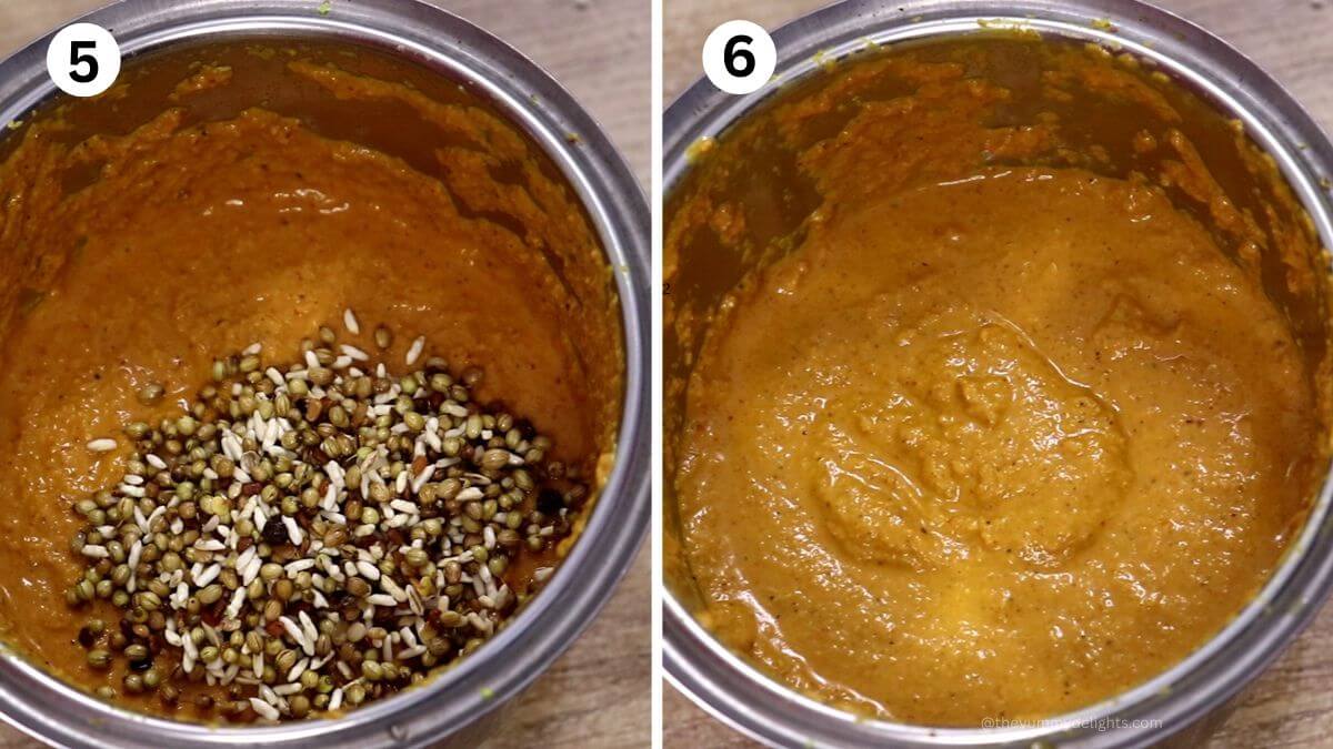 grinding coconut masala for bangdyachi uddamethi.