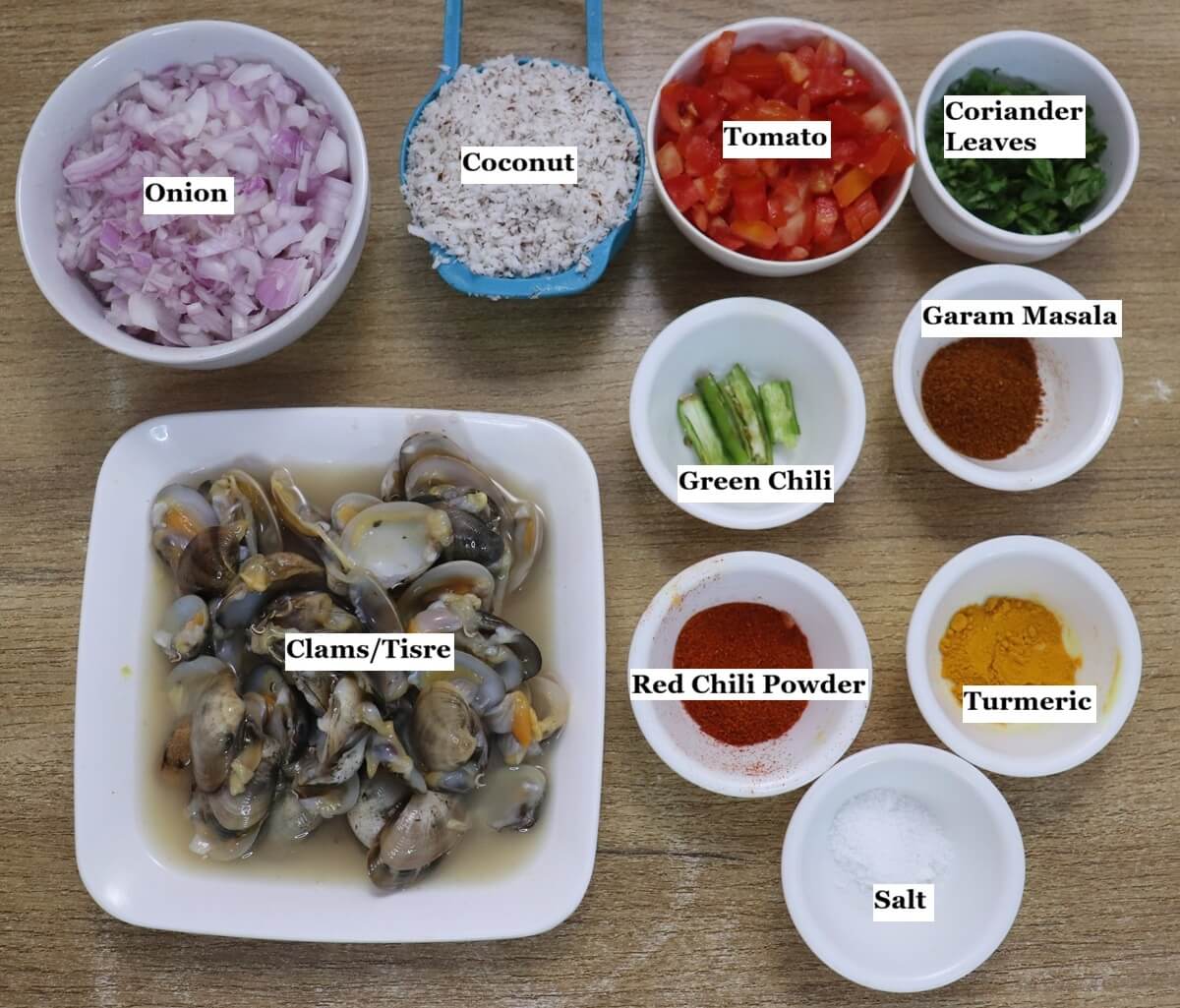 individually labelled ingredients to make tisreo sukka.