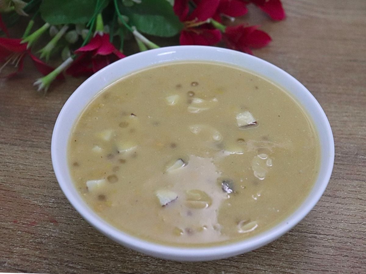 Goan mangane served in bowl.