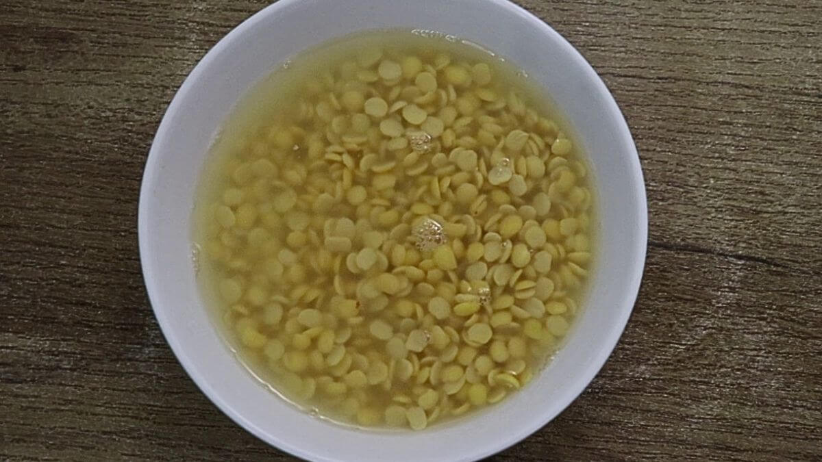 soaked chana dal to make mangane.