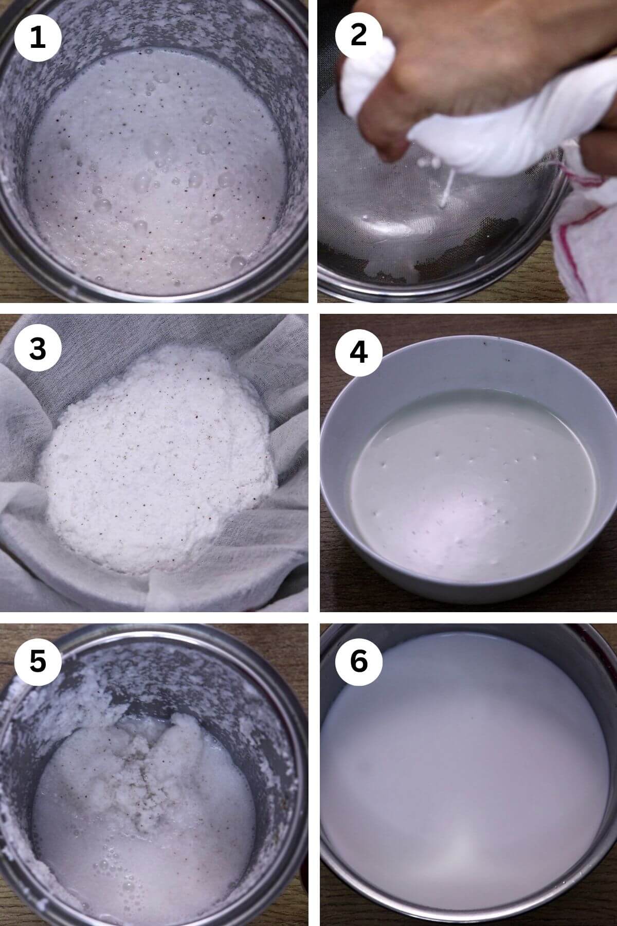extracting coconut milk to make mangane.