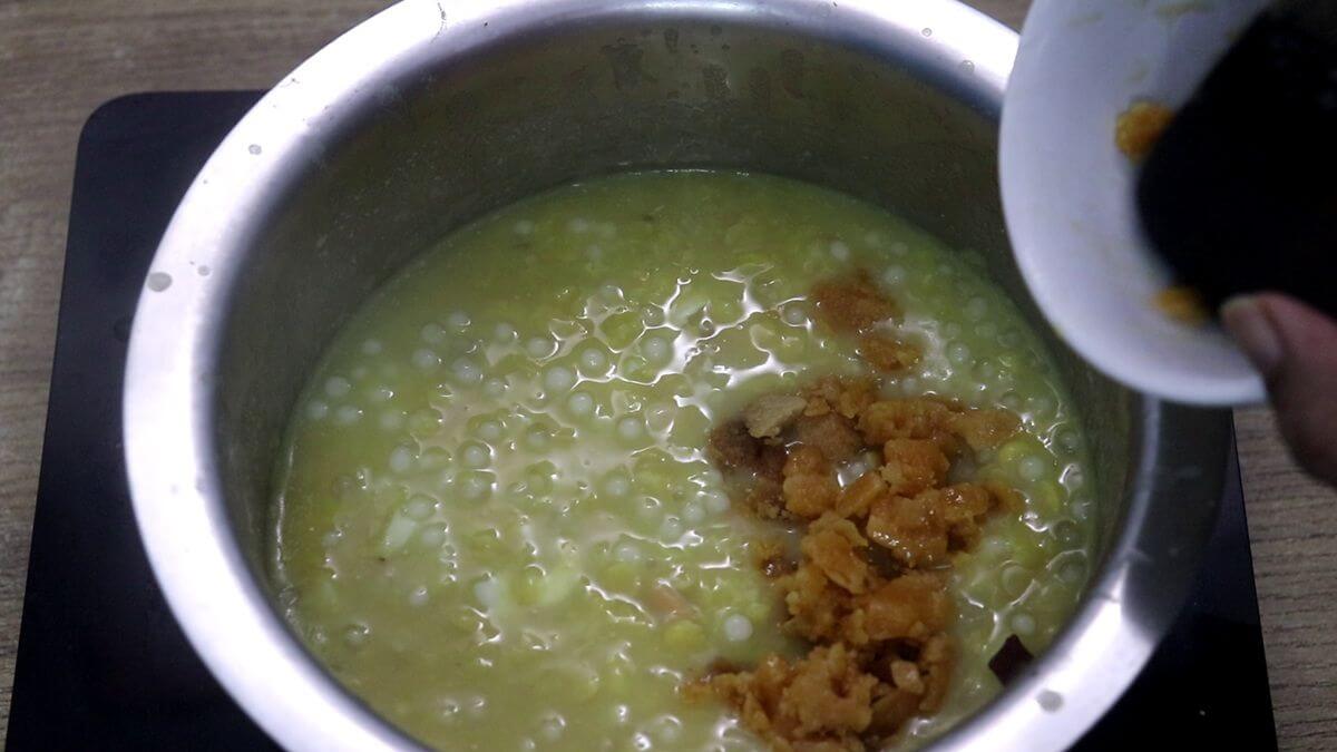 addition of jaggery to mangane.