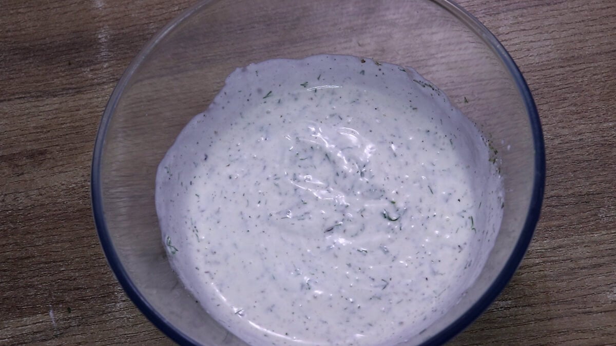 mayo salad dressing in a glass bowl.