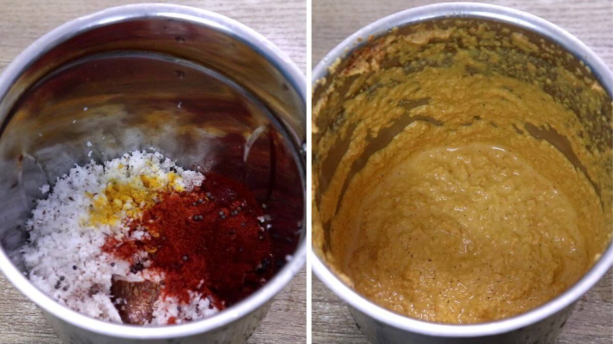 ground coconut mustard masala for mango sasav.