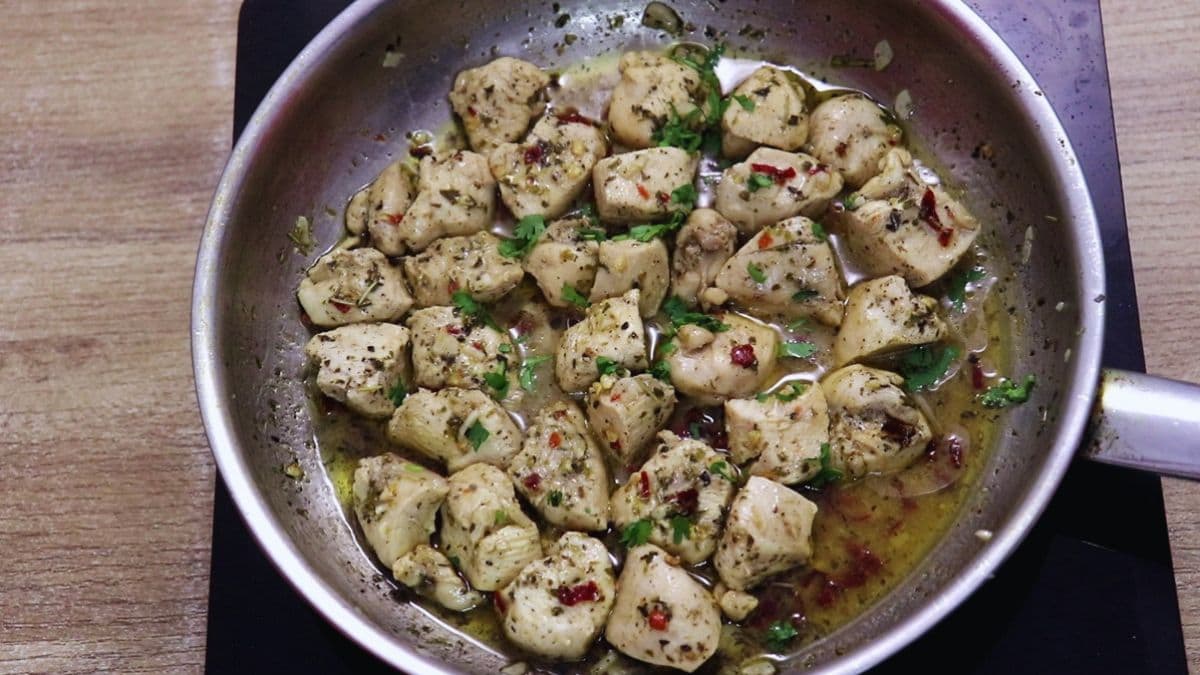Mediterranean lemon garlic chicken garnished with fresh parsley and ready to serve.
