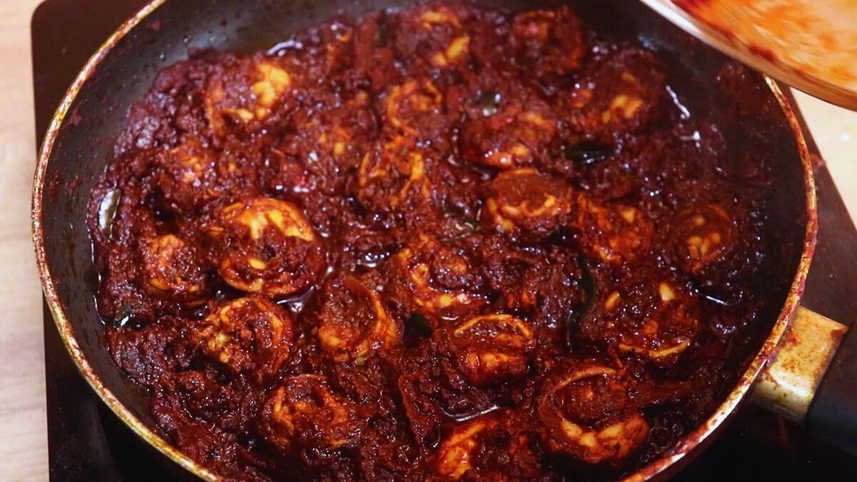 Prawn ghee roast mangalorean style is ready to serve.