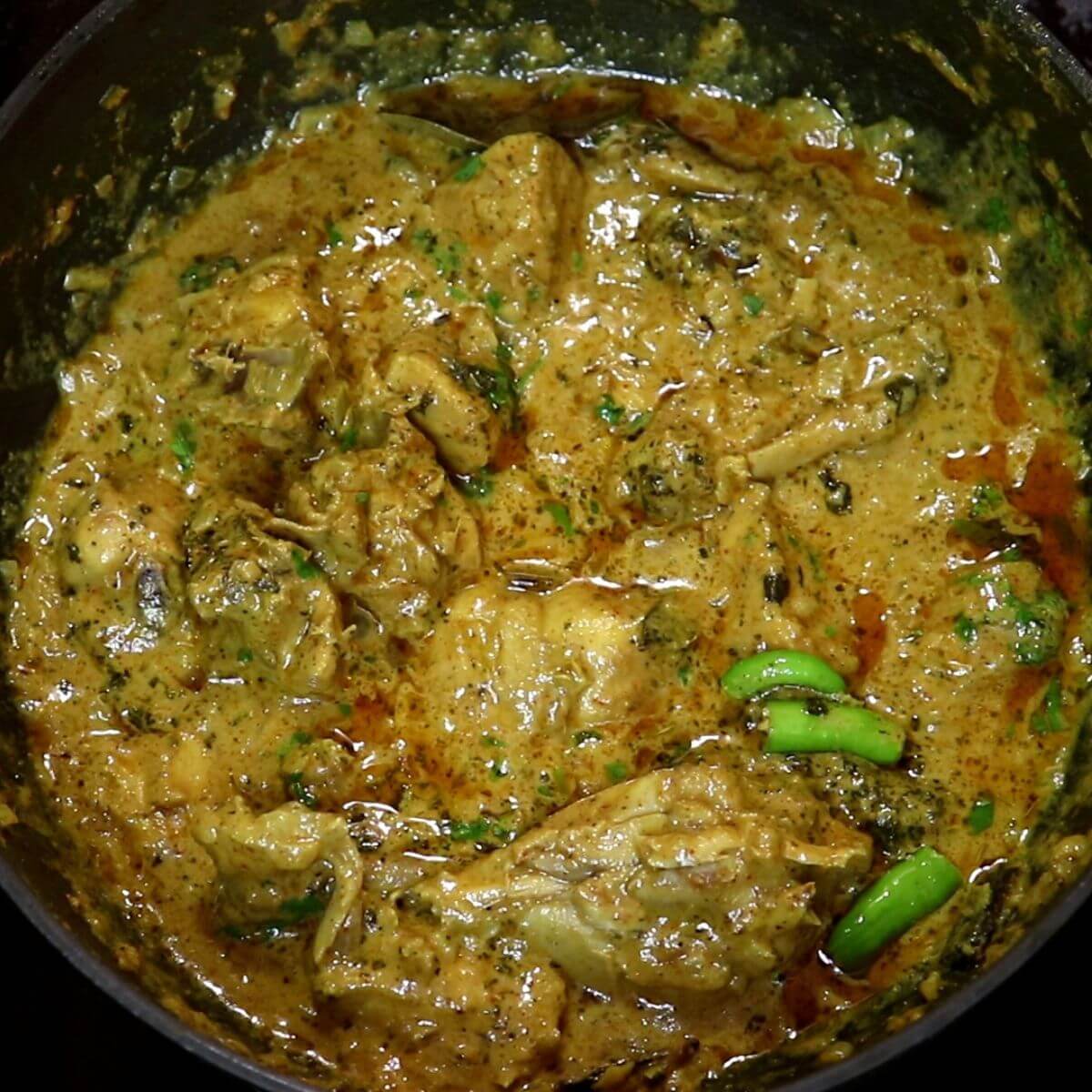 Dahi chicken curry ready to serve.