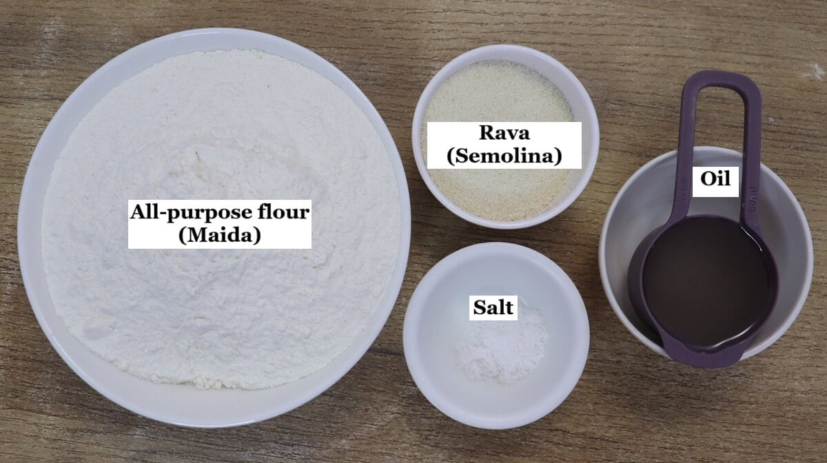 individually labelled ingredients to make pittachyo neureo dough cover are laid out on a table.