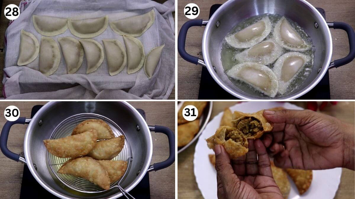 Collage of frying Goan Pittachyo Neureo.