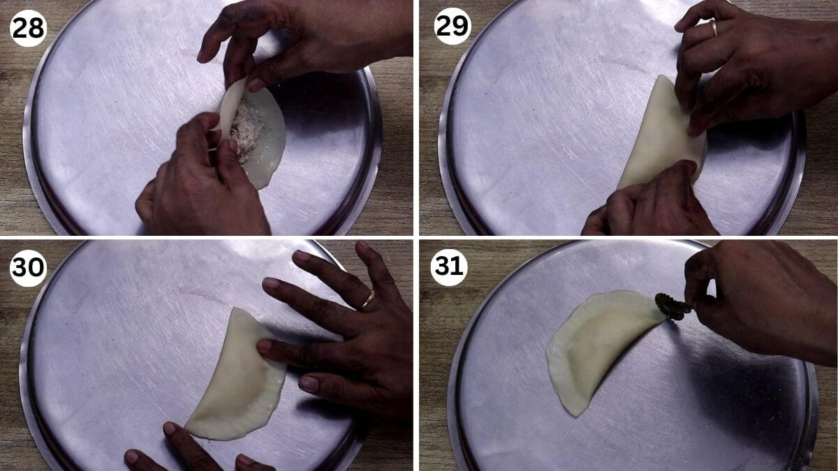 filling and shaping karanji.